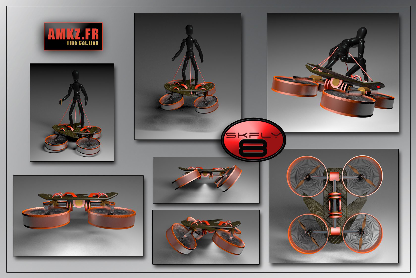 Thibault Chatillon Skfly 8 on passenger eVTOL hoverbike concept design Thibault Chatillon Skfly 8 on passenger eVTOL hoverbike concept design